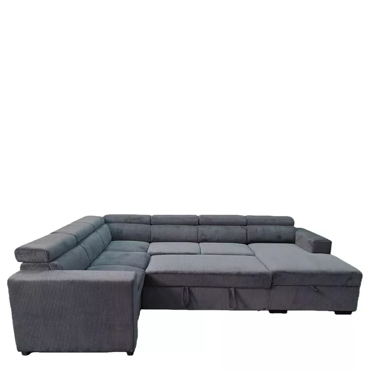 Καναπές Γωνιακός ArteLibre AVELON Γκρι Σκούρο Ύφασμα/Ξύλο 249x312x82cm