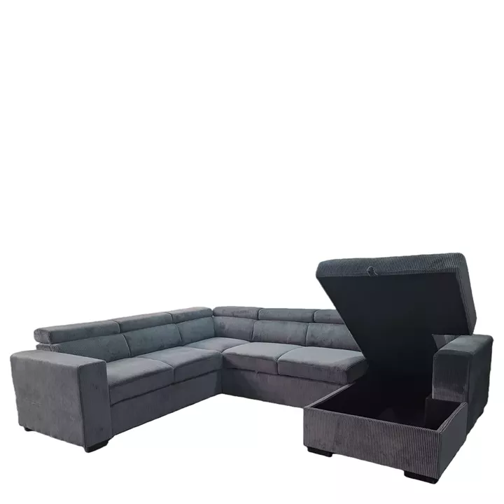 Καναπές Γωνιακός ArteLibre AVELON Γκρι Σκούρο Ύφασμα/Ξύλο 249x312x82cm