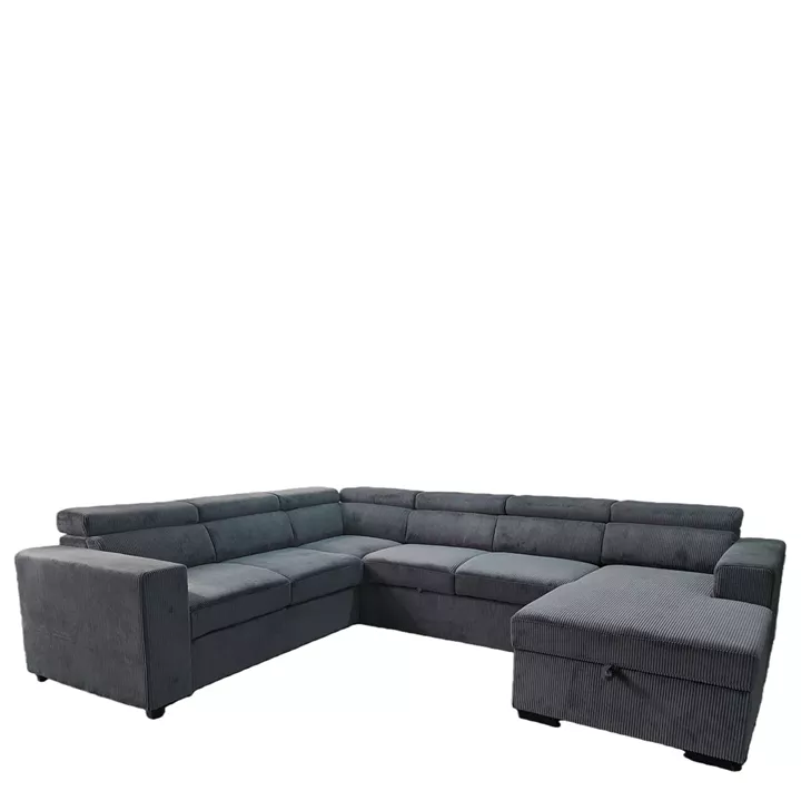 Καναπές Γωνιακός ArteLibre AVELON Γκρι Σκούρο Ύφασμα/Ξύλο 249x312x82cm