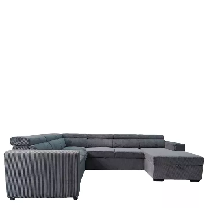 Καναπές Γωνιακός ArteLibre AVELON Γκρι Σκούρο Ύφασμα/Ξύλο 249x312x82cm