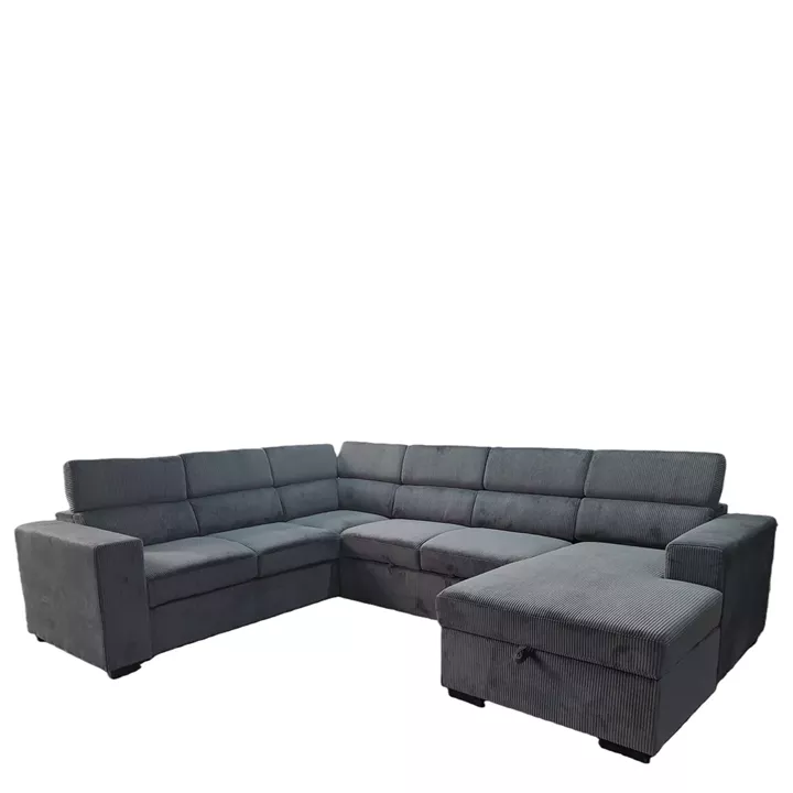 Καναπές Γωνιακός ArteLibre AVELON Γκρι Σκούρο Ύφασμα/Ξύλο 249x312x82cm