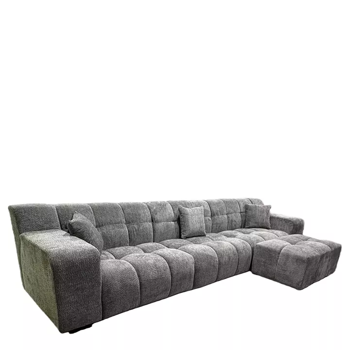 Καναπές Γωνιακός ArteLibre ORVELLA Γκρι Ύφασμα 363x194x80cm