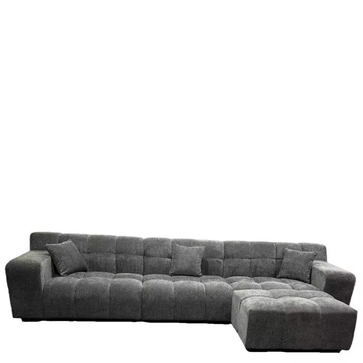 Καναπές Γωνιακός ArteLibre ORVELLA Γκρι Ύφασμα 363x194x80cm