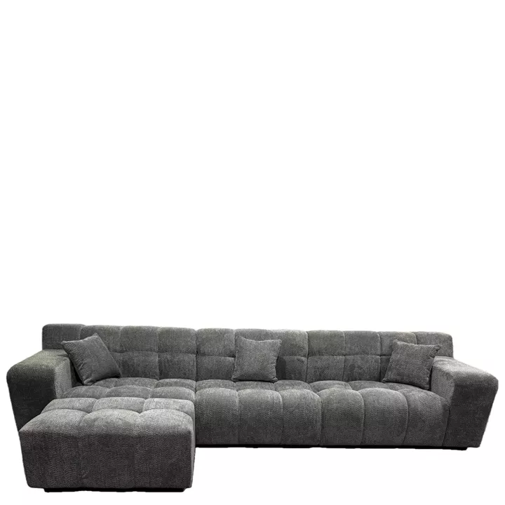 Καναπές Γωνιακός ArteLibre ORVELLA Γκρι Ύφασμα 363x194x80cm
