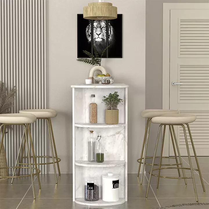 Τραπέζι μπαρ Vigne Megapap χρώμα λευκό εφέ μαρμάρου 150x51,6x101,8εκ.