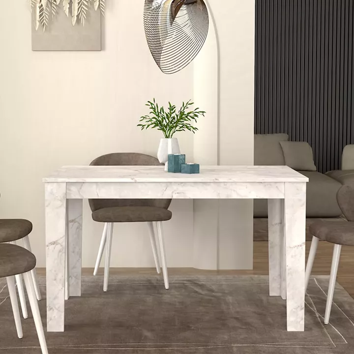 Τραπέζι Darlen Megapap χρώμα λευκό εφέ μαρμάρου 125x72x74εκ.