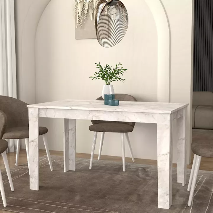 Τραπέζι Darlen Megapap χρώμα λευκό εφέ μαρμάρου 125x72x74εκ.