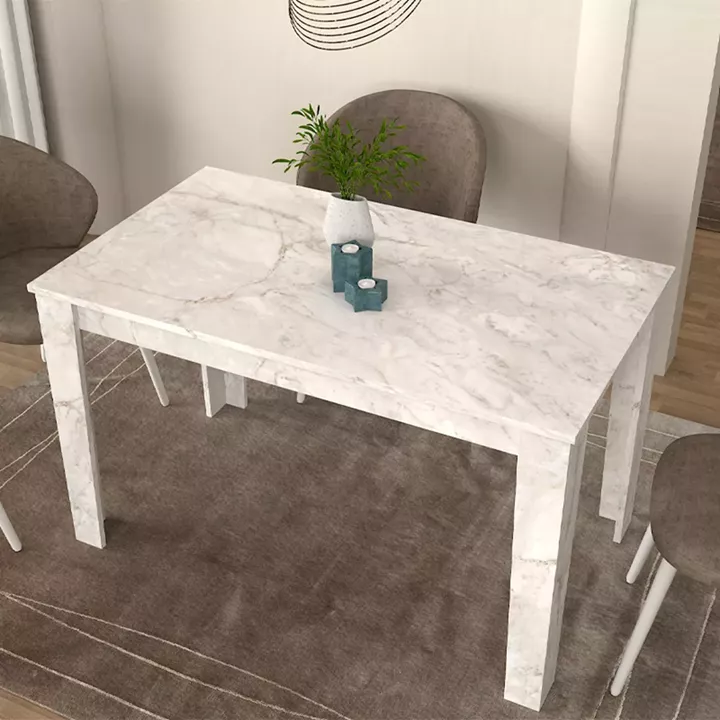 Τραπέζι Darlen Megapap χρώμα λευκό εφέ μαρμάρου 125x72x74εκ.