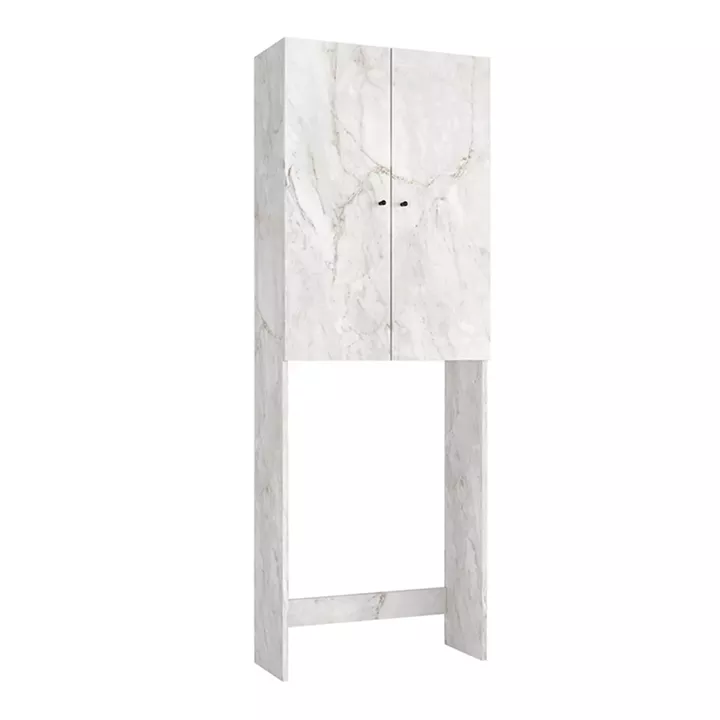 Έπιπλο πλυντηρίου Romme Megapap χρώμα λευκό εφέ μαρμάρου 65x27,1x180εκ.