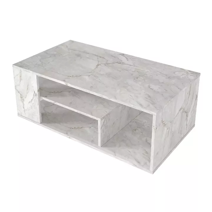 Τραπεζάκι σαλονιού Abdera Megapap χρώμα λευκό εφέ μαρμάρου 110x60x42εκ.