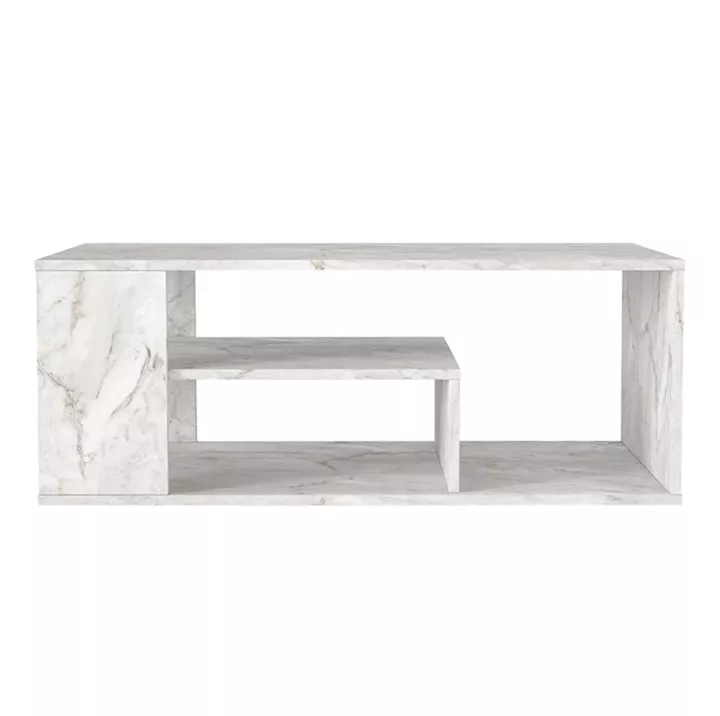 Τραπεζάκι σαλονιού Abdera Megapap χρώμα λευκό εφέ μαρμάρου 110x60x42εκ.