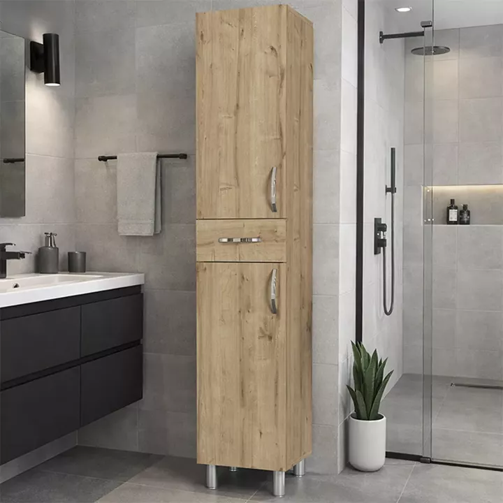 Ντουλάπι κουζίνας - μπάνιου Selina Megapap χρώμα sapphire oak 35x31x179εκ.