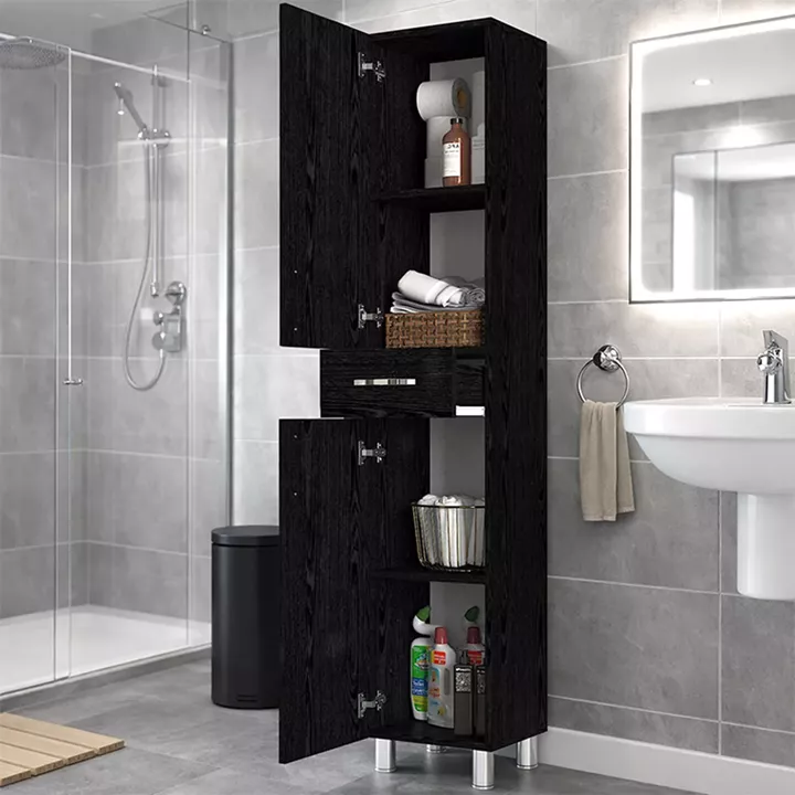 Ντουλάπι κουζίνας - μπάνιου Selina Megapap χρώμα sencron black 35x31x179εκ.