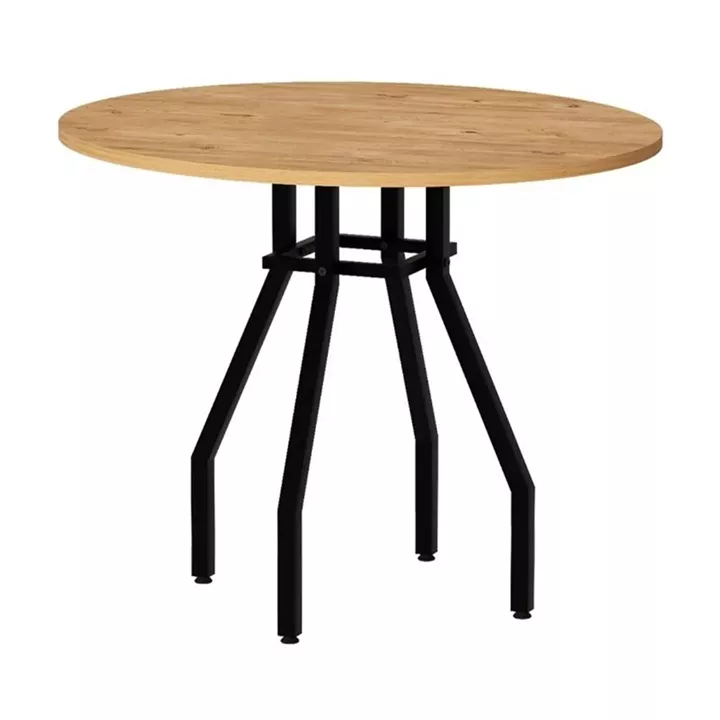 Σετ τραπεζαρία 5τμχ Roma - Iris Megapap χρώμα pine oak - ανοιχτό μπεζ Ø80x75εκ.