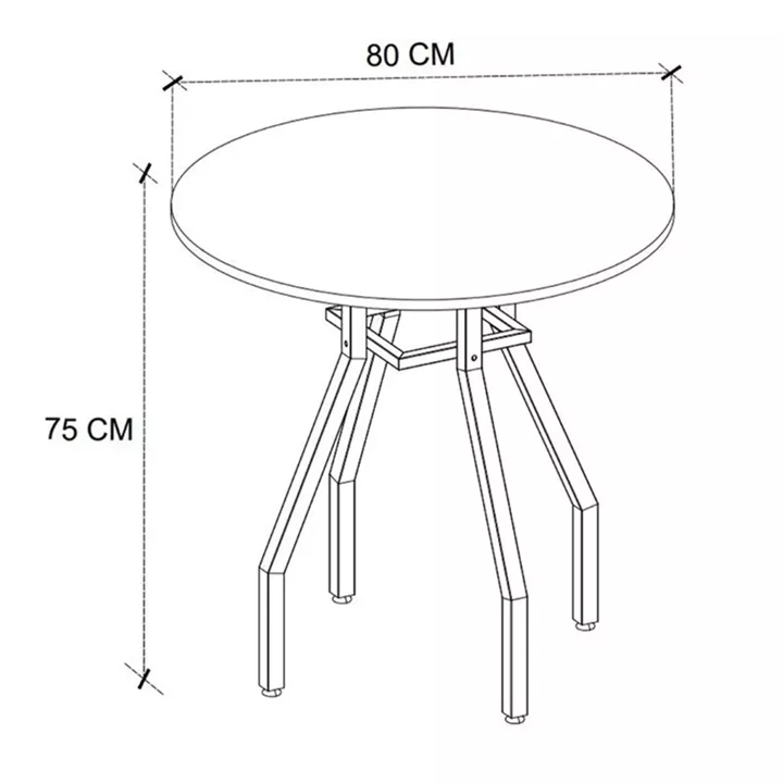 Σετ τραπεζαρία 5τμχ Roma - Viva Megapap χρώμα pine oak - μαύρο Ø80x75εκ.