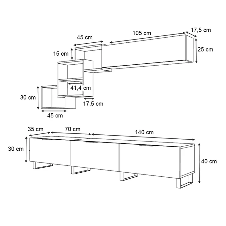 Σύνθεση τηλεόρασης Heydar Megapap χρώμα καρυδί 210x35x40εκ.
