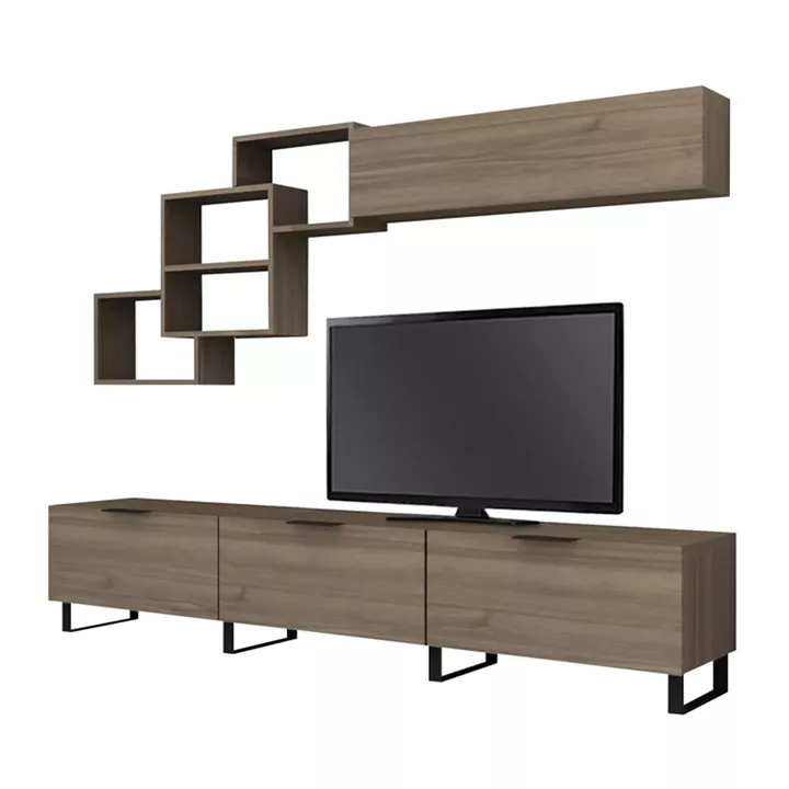 Σύνθεση τηλεόρασης Heydar Megapap χρώμα καρυδί 210x35x40εκ.