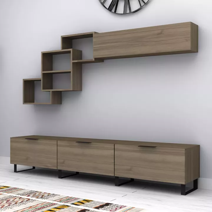 Σύνθεση τηλεόρασης Heydar Megapap χρώμα καρυδί 210x35x40εκ.