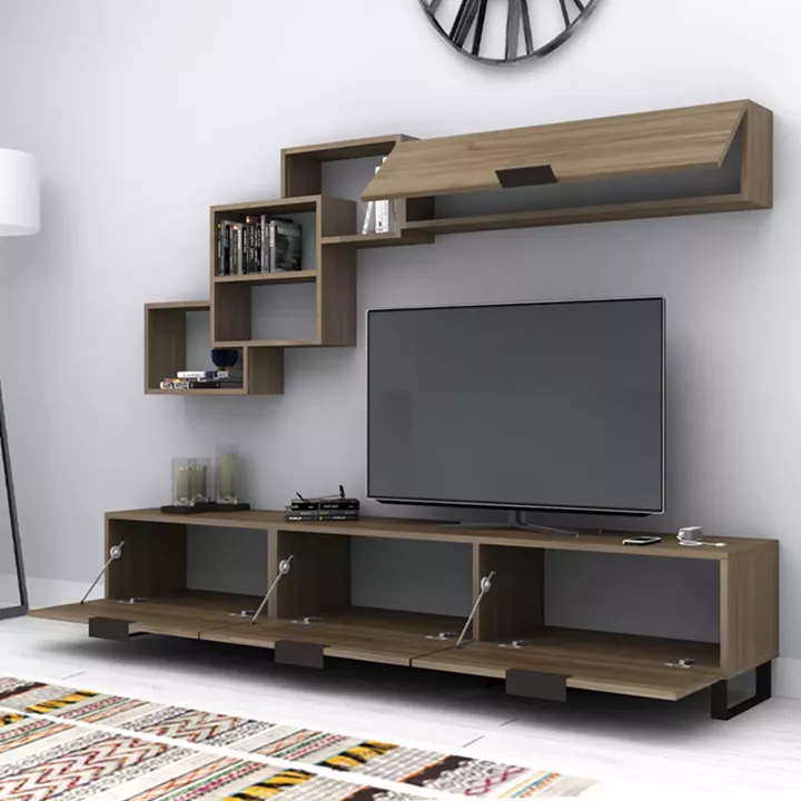 Σύνθεση τηλεόρασης Heydar Megapap χρώμα καρυδί 210x35x40εκ.