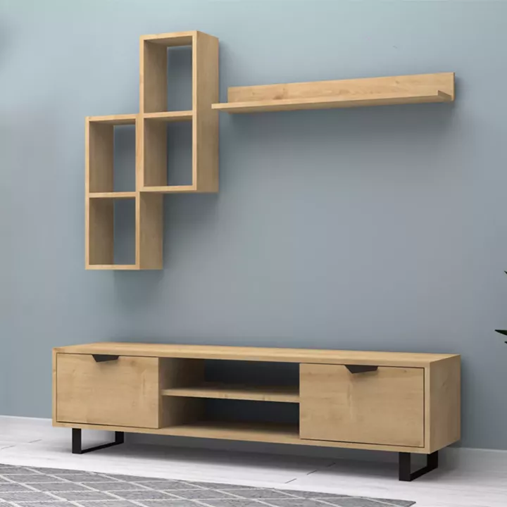 Σύνθεση τηλεόρασης Lonsa Megapap χρώμα φυσικό οξιάς 160x35x40εκ.