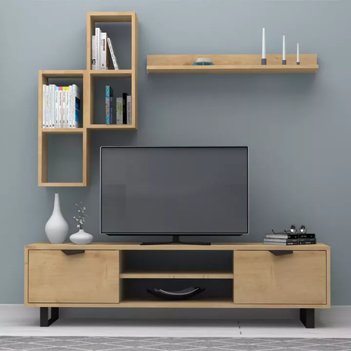 Σύνθεση τηλεόρασης Lonsa Megapap χρώμα φυσικό οξιάς 160x35x40εκ.