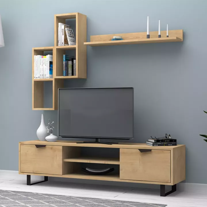 Σύνθεση τηλεόρασης Lonsa Megapap χρώμα φυσικό οξιάς 160x35x40εκ.