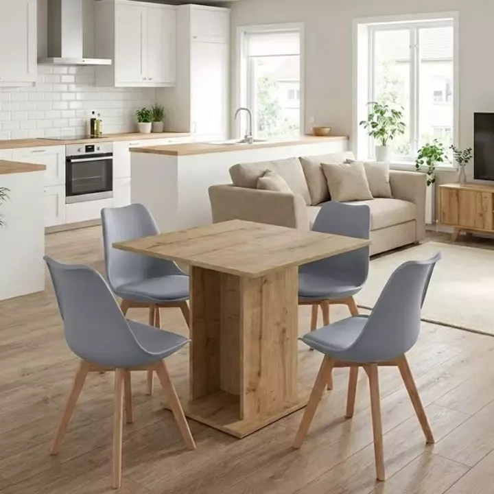 Σετ τραπεζαρία 5τμχ Allos - Viva Megapap χρώμα sapphire oak - γκρι 75x75x77εκ.