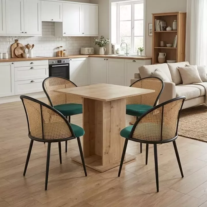 Σετ τραπεζαρία 5τμχ Allos - Jacob Megapap χρώμα sapphire oak - κυπαρισσί 75x75x77εκ.