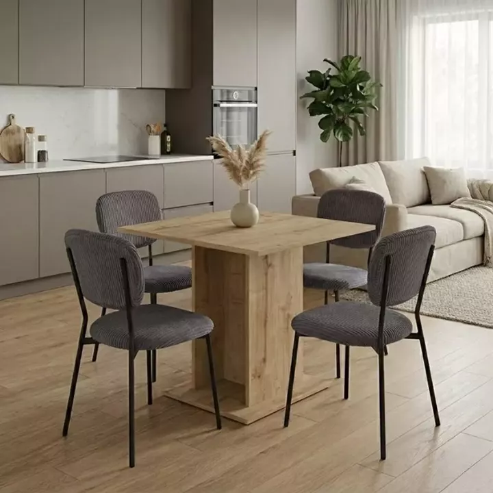 Σετ τραπεζαρία 5τμχ Allos - Kevin Megapap χρώμα sapphire oak - γκρι 75x75x77εκ.