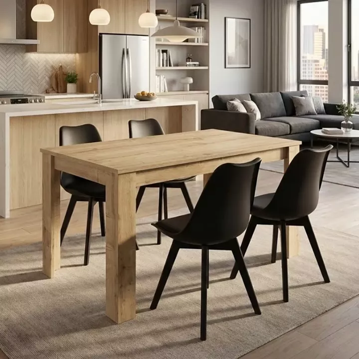 Σετ τραπεζαρία 5τμχ Darlen - Viva Megapap χρώμα sapphire oak - μαύρο 125x72x74εκ.