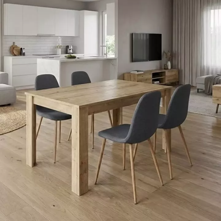 Σετ τραπεζαρία 5τμχ Darlen - Iris Megapap χρώμα sapphire oak - γκρι/φυσικό πόδι 125x72x74εκ.