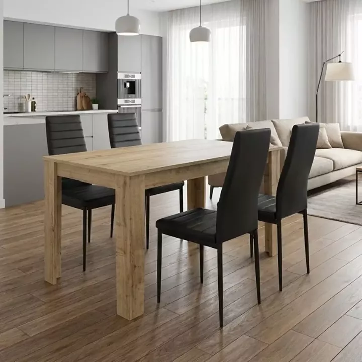 Σετ τραπεζαρία 5τμχ Darlen - Rosa Megapap χρώμα sapphire oak - μαύρο 125x72x74εκ.