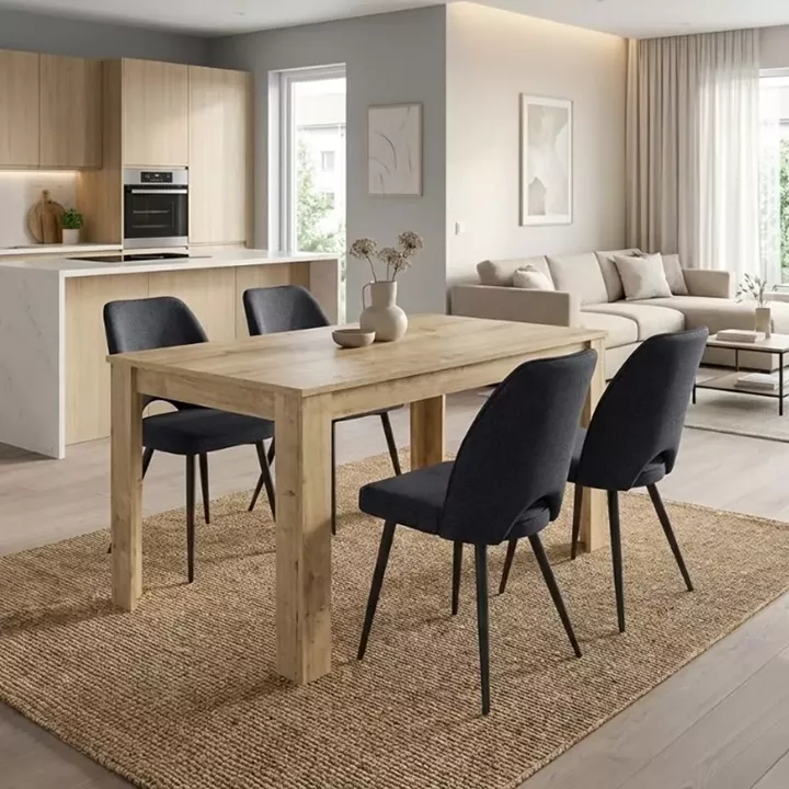 Σετ τραπεζαρία 5τμχ Darlen - Christy Megapap χρώμα sapphire oak - ανθρακί 125x72x74εκ.