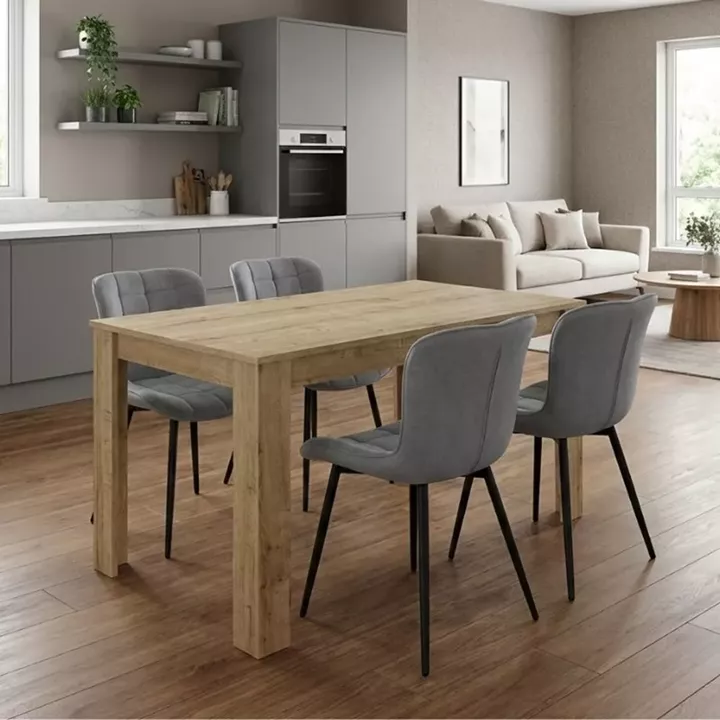 Σετ τραπεζαρία 5τμχ Darlen - Chiara Megapap χρώμα sapphire oak - γκρι 125x72x74εκ.