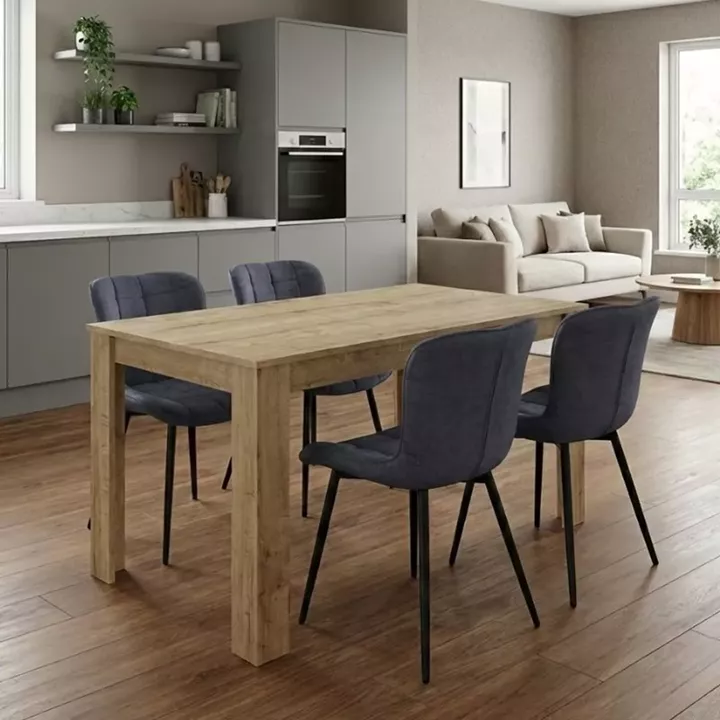 Σετ τραπεζαρία 5τμχ Darlen - Chiara Megapap χρώμα sapphire oak - ανθρακί 125x72x74εκ.