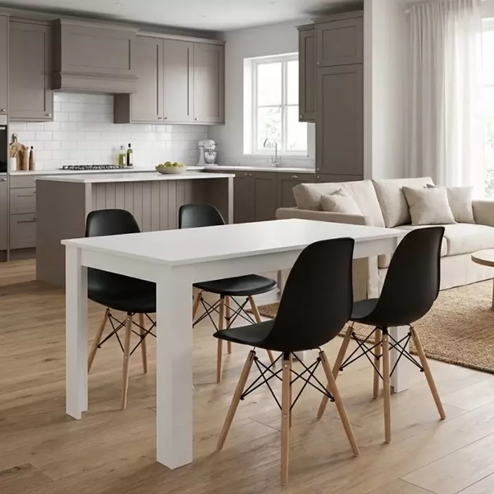 Σετ τραπεζαρία 5τμχ Darlen - Nova Megapap χρώμα λευκό - μαύρο 125x72x74εκ.