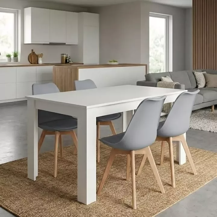 Σετ τραπεζαρία 5τμχ Darlen - Viva Megapap χρώμα λευκό - γκρι 125x72x74εκ.