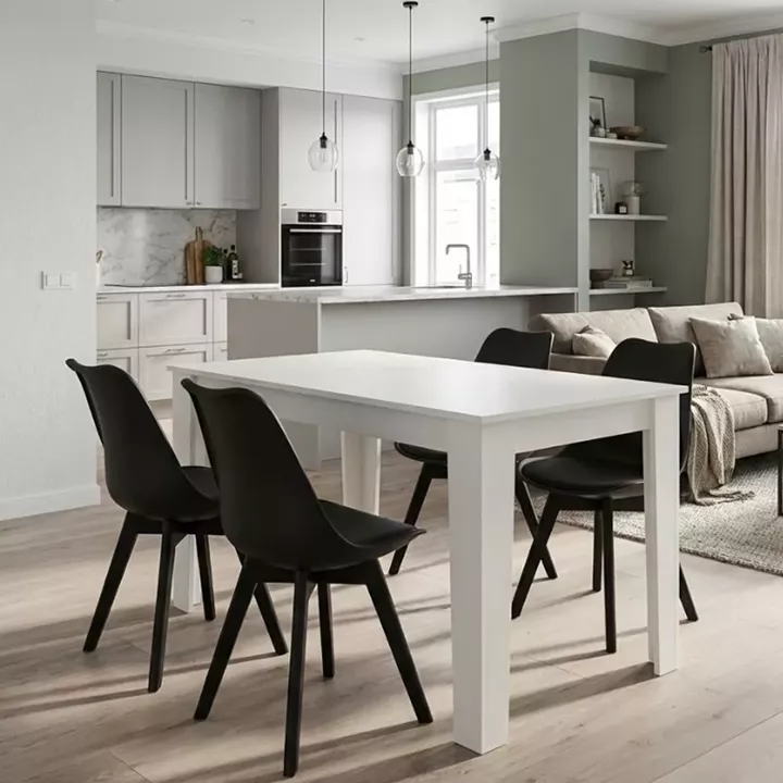 Σετ τραπεζαρία 5τμχ Darlen - Viva Megapap χρώμα λευκό - μαύρο 125x72x74εκ.