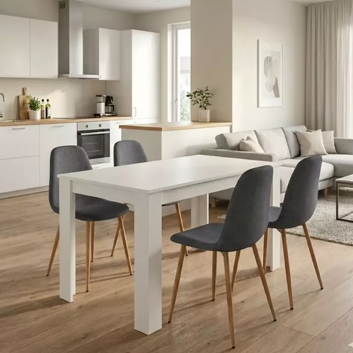 Σετ τραπεζαρία 5τμχ Darlen - Iris Megapap χρώμα λευκό - γκρι/φυσικό πόδι 125x72x74εκ.