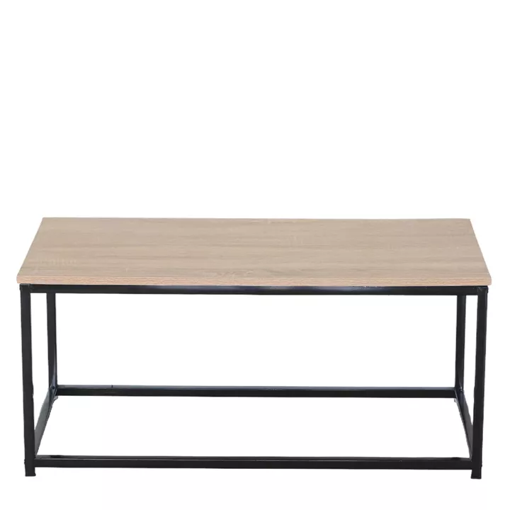 Τραπεζάκι Σαλονιού ArteLibre QUENLEY Δρυς/Μαύρο Μοριοσανίδα/Μέταλλο 90x48x40cm