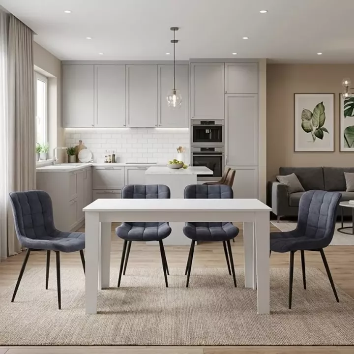 Σετ τραπεζαρία 5τμχ Darlen - Chiara Megapap χρώμα λευκό - ανθρακί 125x72x74εκ.