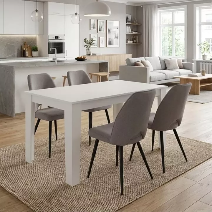 Σετ τραπεζαρία 5τμχ Darlen - Christy Megapap χρώμα λευκό - ανοιχτό μπεζ 125x72x74εκ.