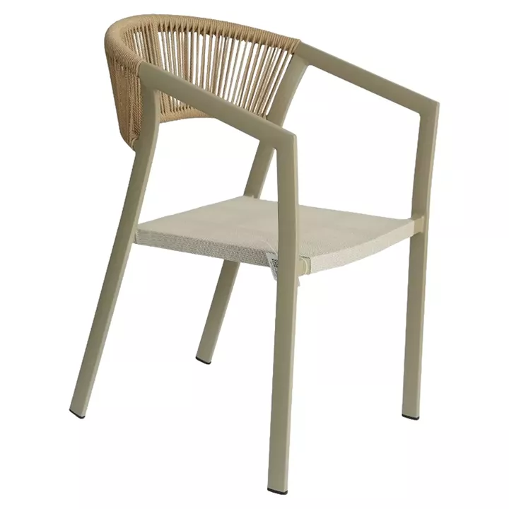 Πολυθρόνα Κήπου ArteLibre FIJI Μπεζ/Φυσικό Αλουμίνιο/Rattan 56x60x78cm