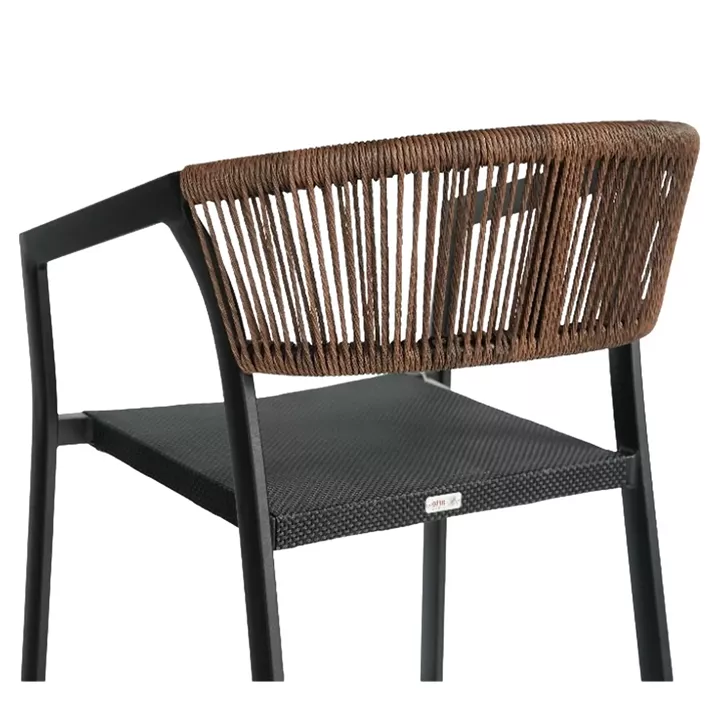 Σκαμπό Bar ArteLibre SANTORINI Μαύρο/Φυσικό Αλουμίνιο/Rattan 55x56x99cm