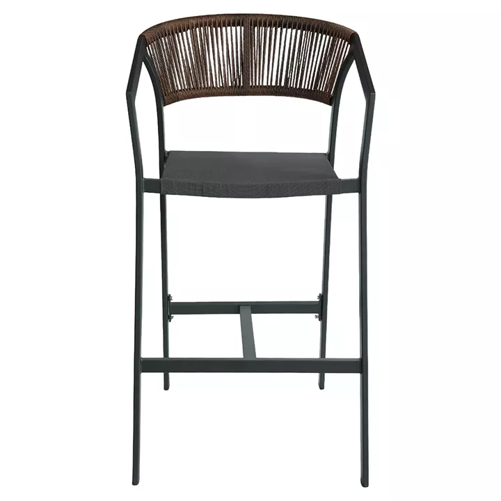Σκαμπό Bar ArteLibre SANTORINI Μαύρο/Φυσικό Αλουμίνιο/Rattan 55x56x99cm