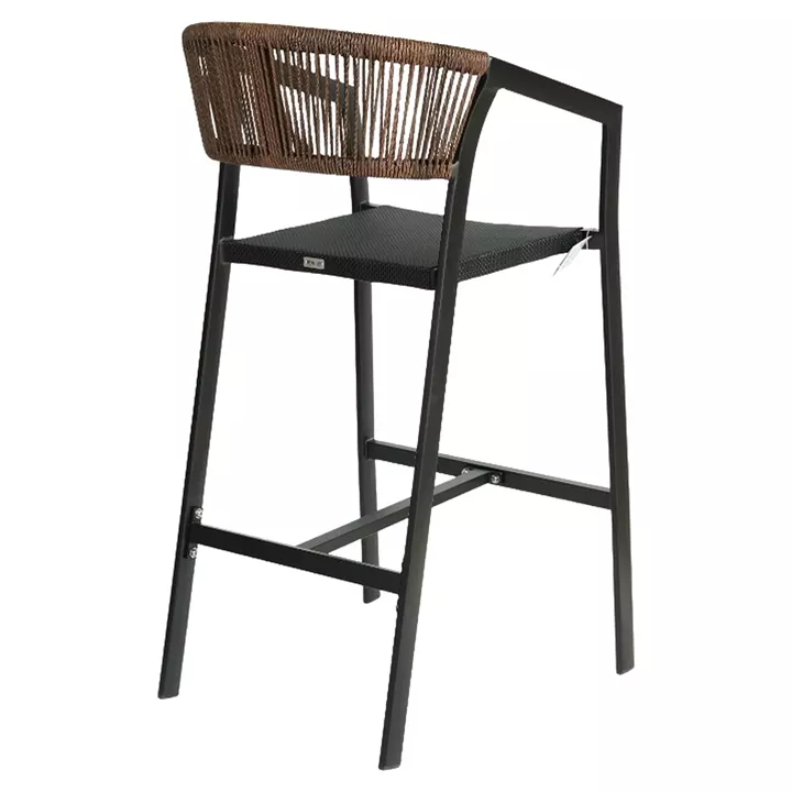 Σκαμπό Bar ArteLibre SANTORINI Μαύρο/Φυσικό Αλουμίνιο/Rattan 55x56x99cm