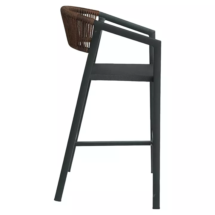 Σκαμπό Bar ArteLibre SANTORINI Μαύρο/Φυσικό Αλουμίνιο/Rattan 55x56x99cm
