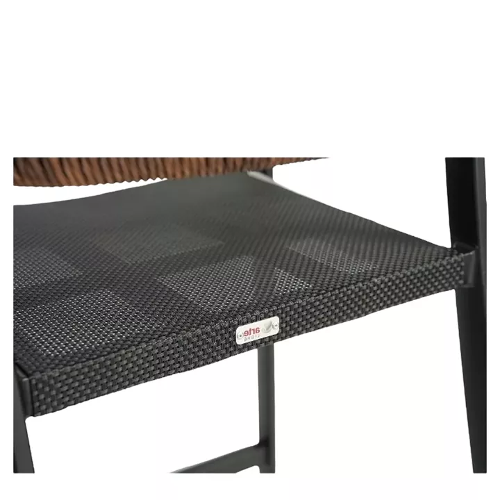 Σκαμπό Bar ArteLibre SANTORINI Μαύρο/Φυσικό Αλουμίνιο/Rattan 55x56x99cm