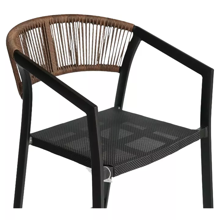 Σκαμπό Bar ArteLibre SANTORINI Μαύρο/Φυσικό Αλουμίνιο/Rattan 55x56x99cm