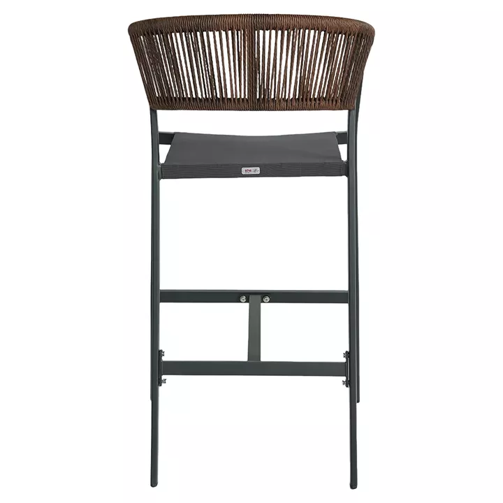 Σκαμπό Bar ArteLibre SANTORINI Μαύρο/Φυσικό Αλουμίνιο/Rattan 55x56x99cm